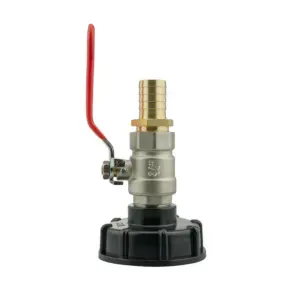 IBC 2 Inch S60X6 Cap Kit with Lever Valve 19 mm Brass Barb and PTFE Tape Leak Proof Liquid Control