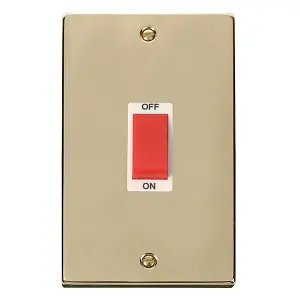 Polished Brass 2 Gang Size 45A Switch - White Trim - SE Home