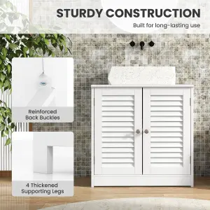 COSTWAY Under Sink Cabinet Freestanding Bathroom Vanity Cabinet w/ 2 Shutter Doors