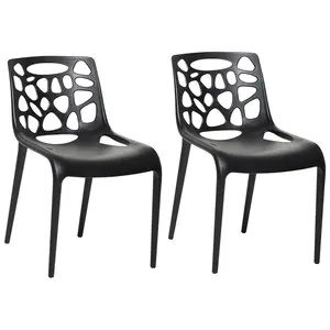 Set of 2 Garden Chairs MORGAN Synthetic Material Black