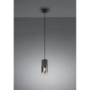 Luminosa Robin Modern Slim Pendant Ceiling Light Black Matt - UK Stock