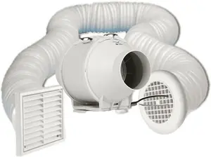 AirTech-UK Inline Bathroom Extractor Fan Kit Run on Timer 4 inches 100mm Powerful Quiet Damp Control  Loft Ceiling Mounted