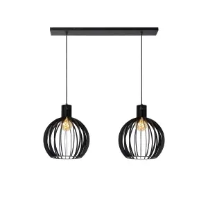 Lucide Mikaela Modern Bar Pendant Light - 2xE27 - Black