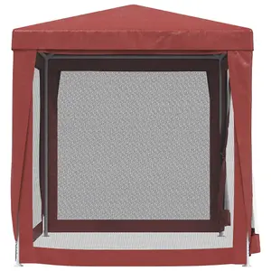 Berkfield Party Tent with 4 Mesh Sidewalls Red 2x2 m HDPE