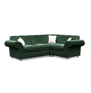 Windsor Bottle Green Small Corner Sofa - Silver Feet