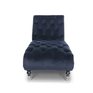 Chaise Lounge in Velvet Navy Blue