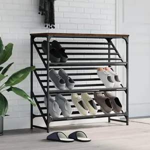 Shoe Rack Brown Oak 90x30x85 cm Engineered Wood