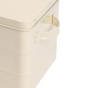 Harbour Housewares - Vintage Metal Kitchen Bread Bin - 40cm - Cream