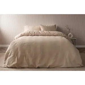 Belledorm Waffle Stripe Duvet Cover Set Latte (Single)