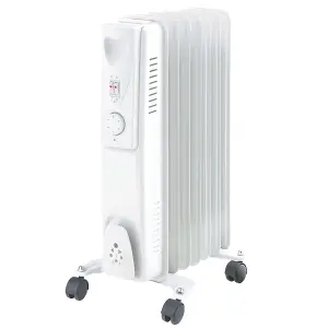 Right Radiators Oil Filled Radiator 7 Fin 1500W Portable Electric Heater with Thermostat White