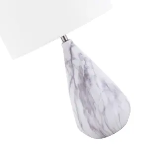 Marble Effect Ceramic Table Lamp Base with White Gloss Glazing and Chrome Trim