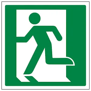 Running Man LEFT Fire Exit Logo Sign - Rigid Plastic - 150x150mm (x3)