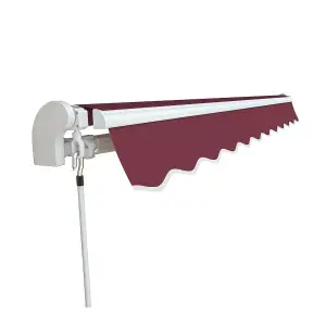 Primrose Awnings 3.0m x 2.5m Retractable Manual Standard Burgundy Awning Outdoor Patio Canopy