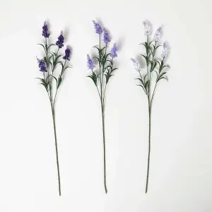 Homescapes Artificial Lavander Spray Single Stem Set of 3, 68cm