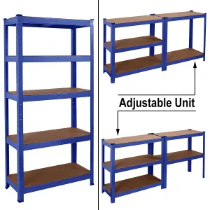 House of Home 5 Shelf Steel & MDF Blue Heavy Duty Garage Shelving Unit (H) 1500mm x (W) 700mm