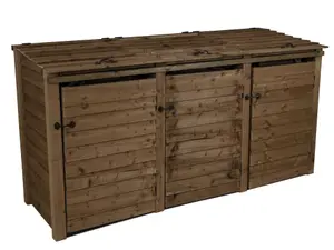 Wooden Wheelie Bin Store (Triple, Rustic Brown)