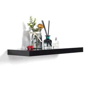 Shelf Depot Gloss Black Floating Shelf (L)900mm (D)235mm, Pack of 2