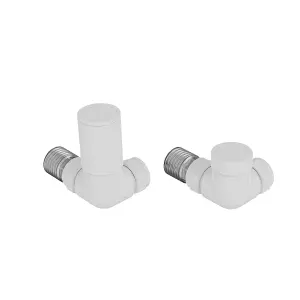 Rinse Bathrooms 15mm Round Head Corner Radiator Valves Corner Towel Rail Valve + Lockshield Valve White