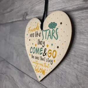 Red Ocean Friendship Gifts Friends Are Like Stars Handmade Hanging Wooden Heart Sign Birthday Keepsake Gift