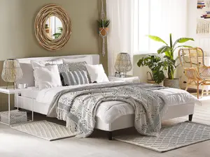 Velvet EU King Size Bed White FITOU