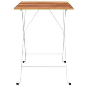 Berkfield Folding Bistro Table 55x54x71 cm Solid Wood Acacia and Steel