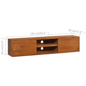 Berkfield Wall-mounted TV Cabinet 135x30x30 cm Solid Teak Wood