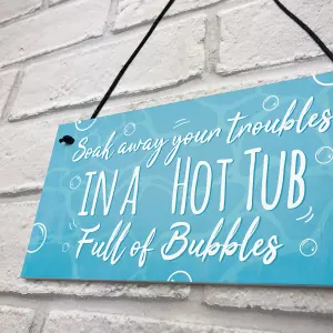 Red Ocean Soak Away Your Troubles Hot Tub Sign Garden Summer House Plaque Friendship Gift Pool Jacuzzi