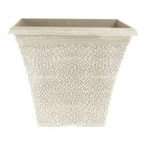 April Powdered Beige Grey Square Planter 14.5'' Container For Flowers