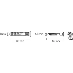 Diall PZ Countersunk Hammer fixing (Dia)8mm (L)60mm, Pack of 10