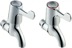 Lever Action Bib Tap Chrome Pair Durable & Easy to Use Water Control Taps