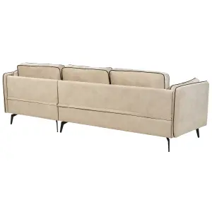 Corner Sofa ALTAN Beige Velvet Left Hand