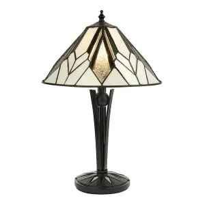 Small Tiffany Glass Table Lamp - Art Deco Style - Requires 40W E14 Golf Bulb LED