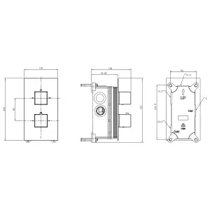 VitrA Aquaheat Chrome Square Thermostatic Shower Mixer Kit - 2 Function