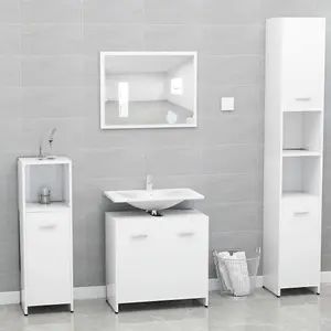 Berkfield Bathroom Furniture Set White Engineered Wood