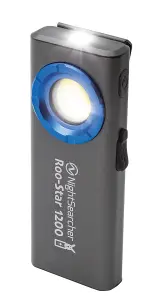 NightSearcher RooStar 1200 ,  1200 Lumens  2in1 Slim Rechargeable Worklight with Spotlight/Floodlight with Magnetic Clip