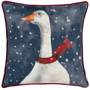 Evans Lichfield Christmas Goose Piped Feather Rich Cushion