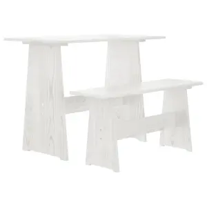 Berkfield 3 Piece Dining Set White Solid Wood Pine