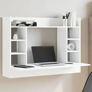 Berkfield Wall-Mounted Desk White 105x48x75 cm Engineered Wood