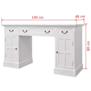 Berkfield Double Pedestal Desk White 140x48x80 cm