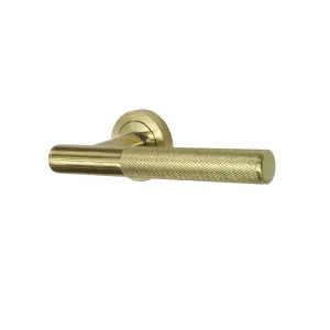 GoodHome Irus Brushed Brass effect Round Latch Door handle (L)150mm, Pair