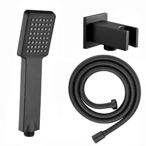 ENKI Matt Black Sqauare Paddle Hand Shower Kit with Hose & Bracket EO027