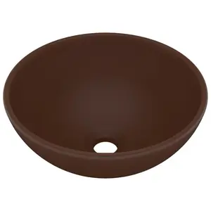 Belfry Bathroom Yogi 325mm L x 325mm W Ceramic Circular Countertop Basin Sink Dark Brown