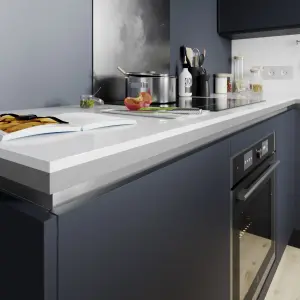 GoodHome Stevia Matt blue Slab Door & drawer 500mm