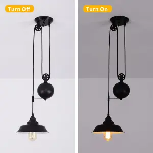 Garwarm Farmhouse Industrial Pulley Pendant Light