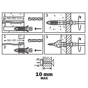 Diall Universal Grey Multi-purpose screw & wall plug (Dia)10mm (L)50mm, Pack of 30