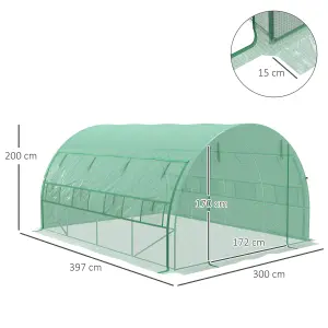 Outsunny 4 x 3 x 2 m Polytunnel Greenhouse Pollytunnel Tent Steel Frame Green