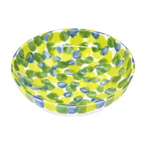 Petalo Hand Painted Ceramic Salad Fruit Bowl 26cm in Green