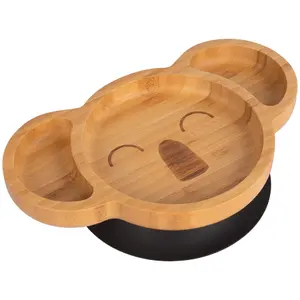 Tiny Dining - Children's Bamboo Suction Koala Plate - Black