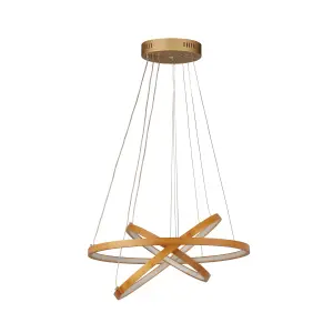 Lighting Collection Northlake Natural Bamboo 3 Ring LED Pendant