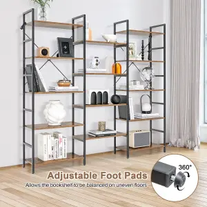 Costway 5-tier Industrial Bookshelf Large Triple Floor Standing Bookcase Display Shelf